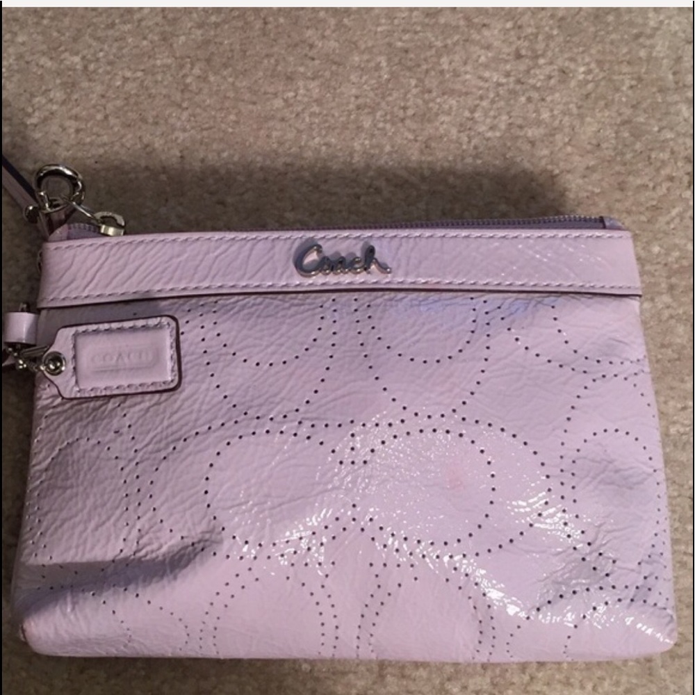 Coach Purple Patented Leather Wristlet